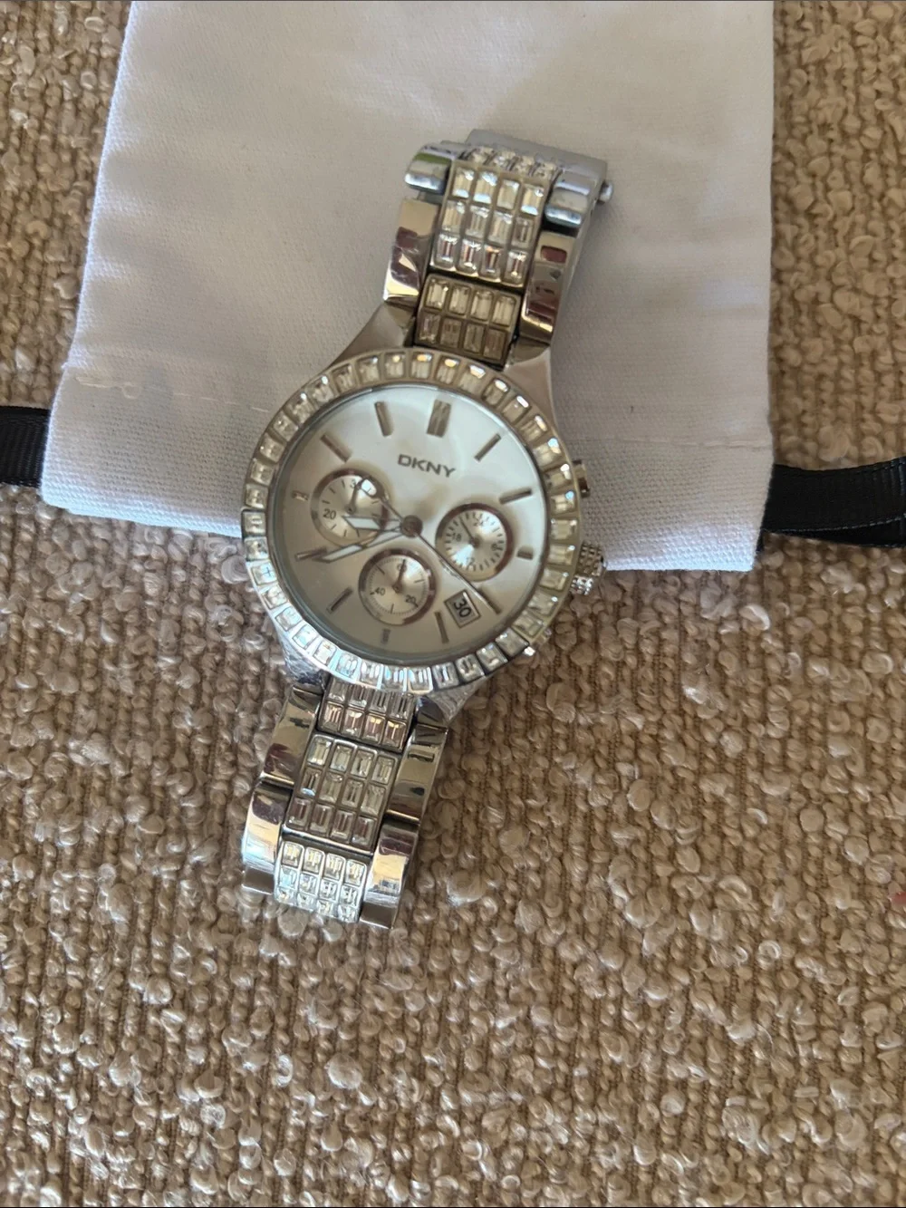 DKNY Silver Crystal-Trim Quartz Bracelet Watch